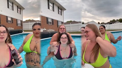 Thicckittyy Perfect Curves Plus Sized BBW Models Pool Chilling In Hot Tub Stunning Poolside Moments