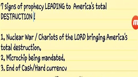 7 signs of prophecy LEADING to America's total DESTRUCTION !