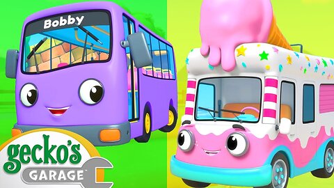 Wheels on the Bus vs Ice Cream Truck | Best Cars & Truck Videos for Kids