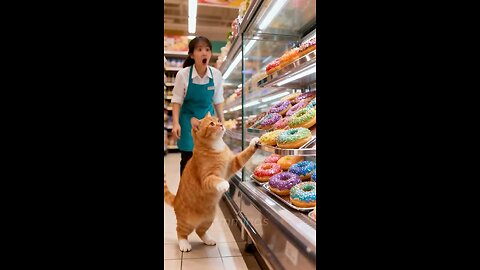 🌈🍩 Cute Cat’s Sweet Donut Journey With Two Kind Kids #hmminds