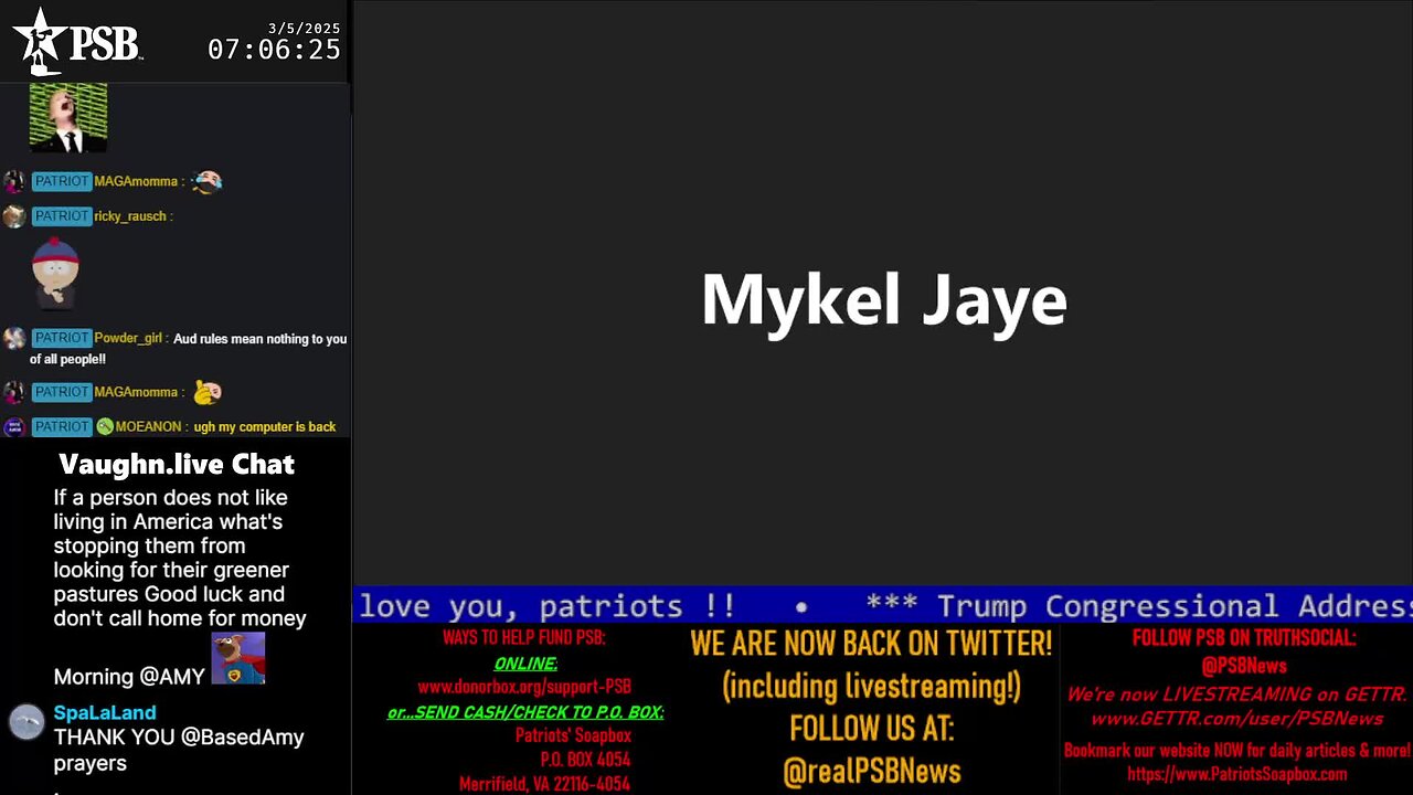 2025-03-05 07:01 EST - Patriots Soapbox AM: with MykelJaye