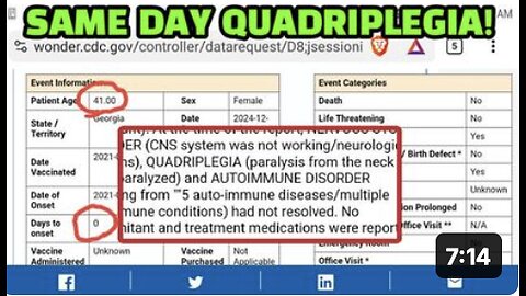 VAERS: 41 YEAR OLD WOMAN AVOIDS COVID, GETS QUADRIPLEGIA!