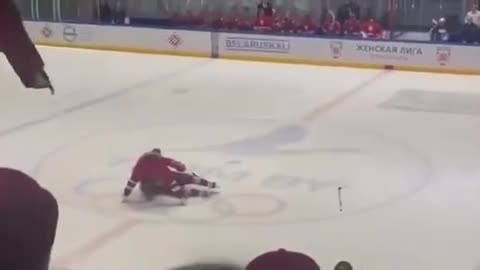 Lukashenko Hits the Deck During Hockey Game