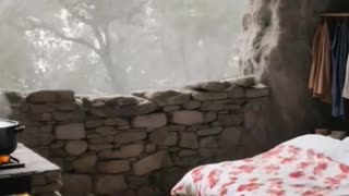 Cave resort, storm, vacations.