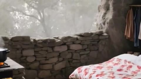 Cave resort, storm, vacations.