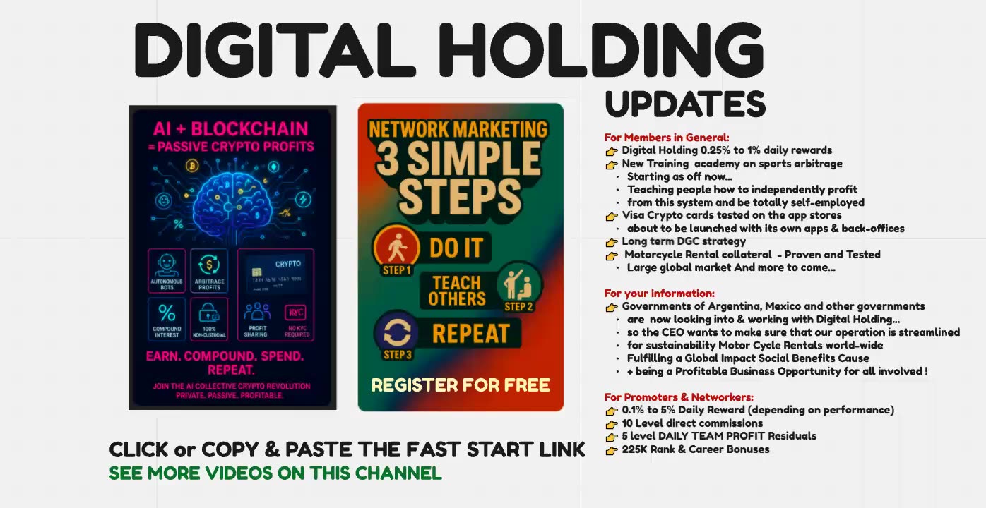 DIGITAL HOLDING (my personal viewpoint update) AI CRYPTO PROFITS OPPORTUNITY - TOP TEAM ROB BUSER