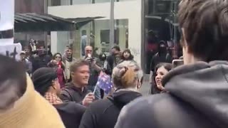 Two against hundreds. Australian patriots aren't afraid of Islamic mobs.