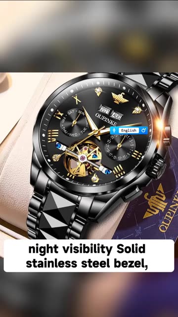 OUPINKE Mens Automatic Watch Diamond Skeleton Mechanical Self Winding Luxur