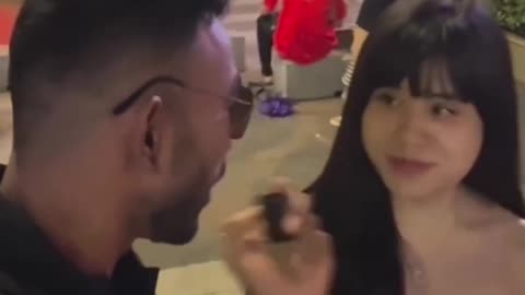 Vietnamese Girls Runs Away From Indian Man