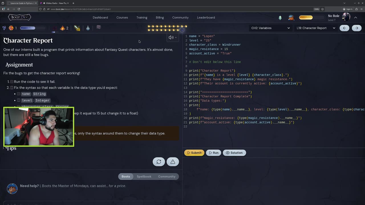 From Gamer to Engineer: Learning Python on Boot.Dev #2