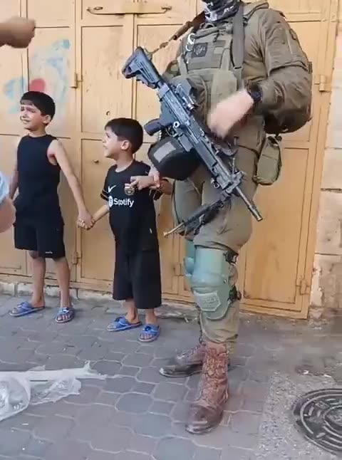 Israeli soldiers terrorize children in the West Bank.