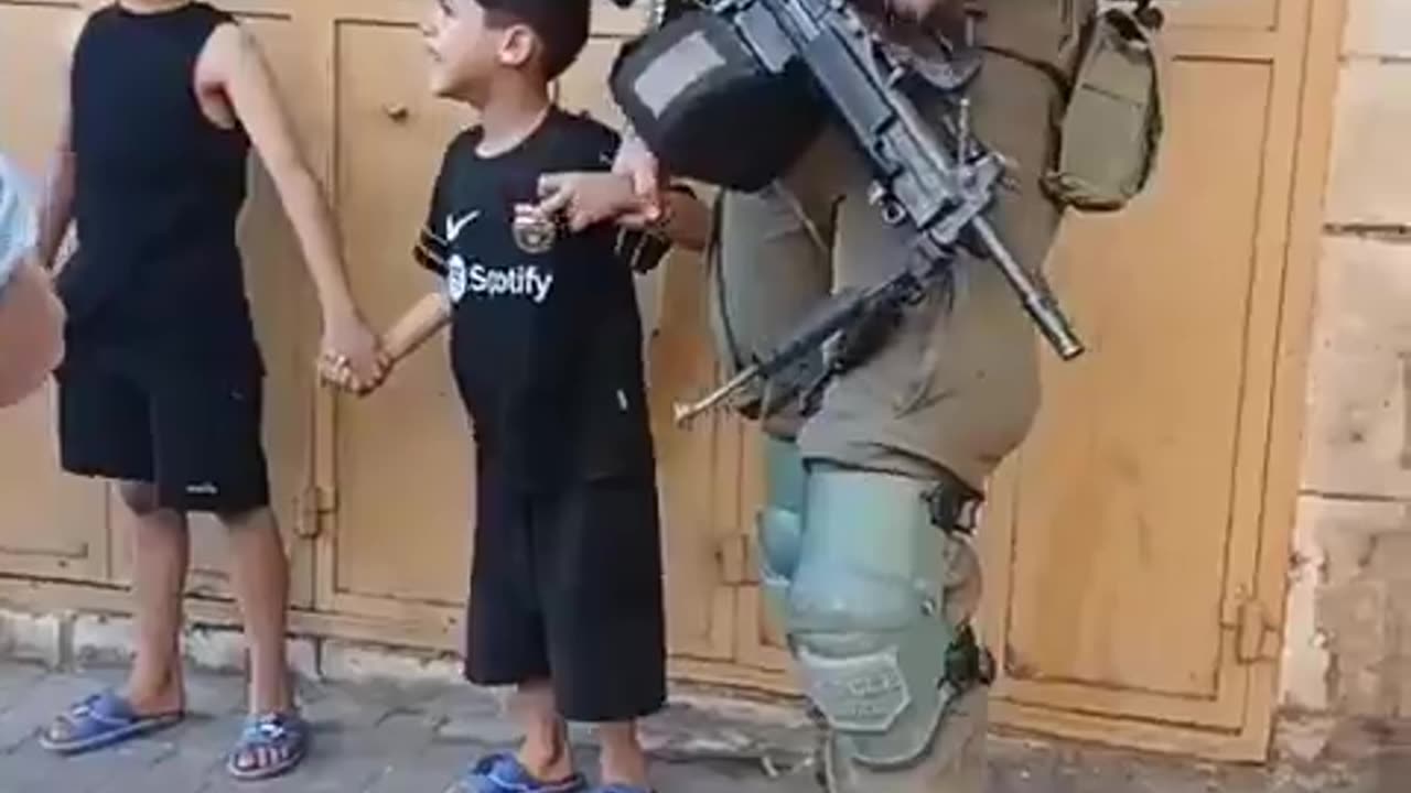 Israeli soldiers terrorize children in the West Bank.