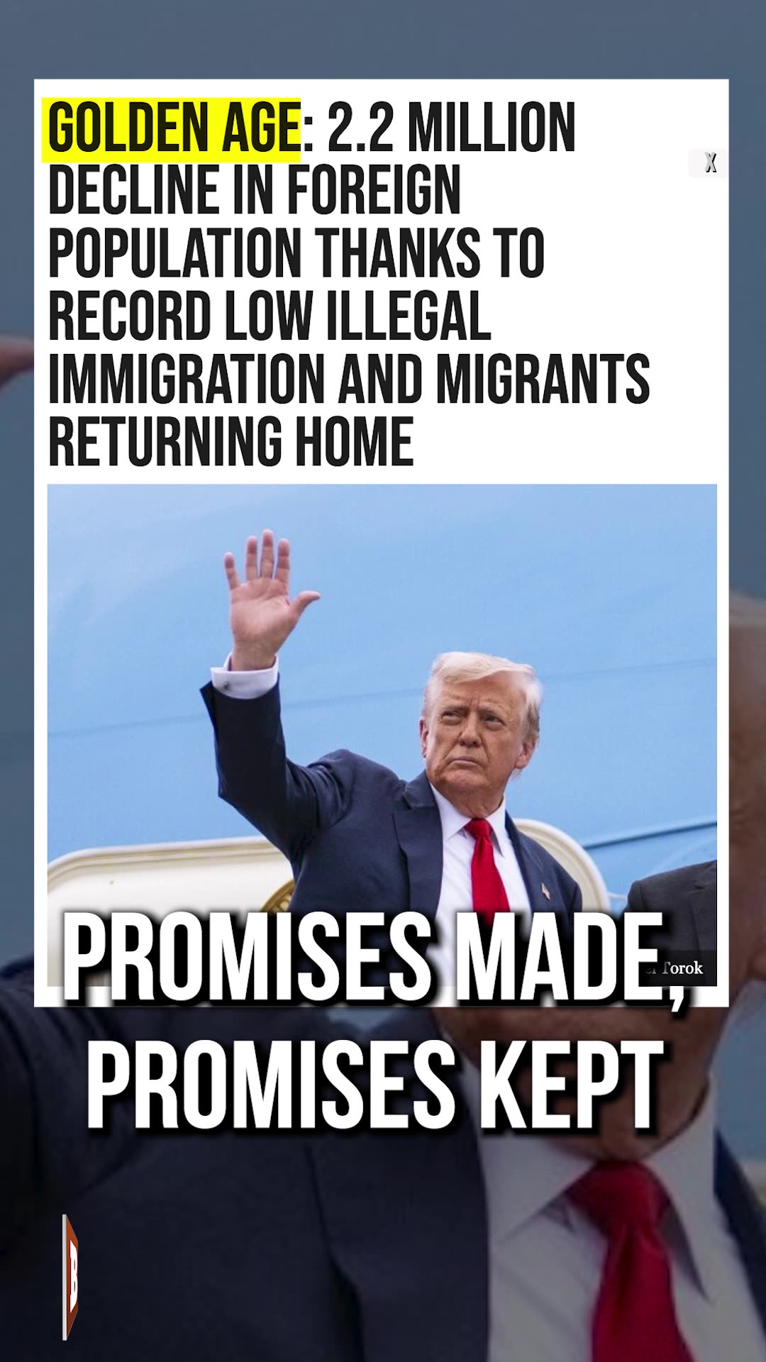 Golden Age: 2.2M Drop in Foreign Population as Illegal Immigration Hits Record Low