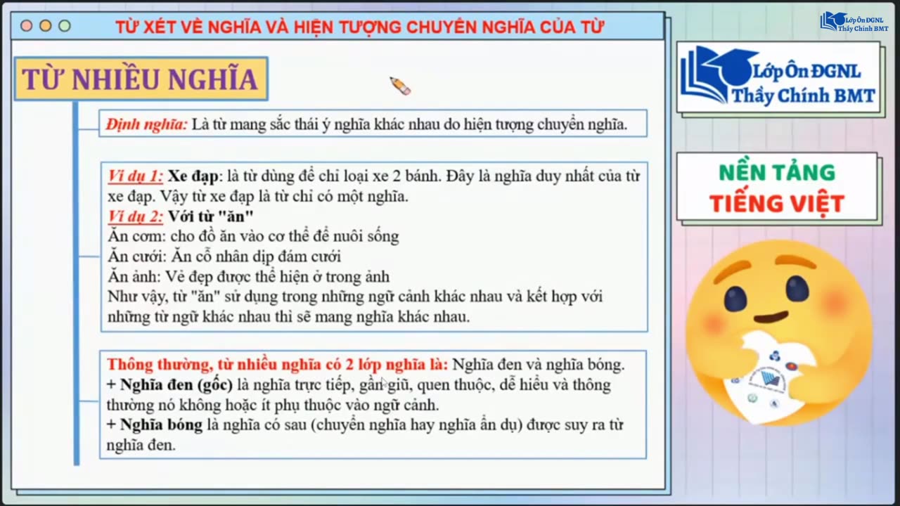 NGÀY 05-BÀI GIẢNG: TỪ - XÉT VỀ MẶT NGHĨA