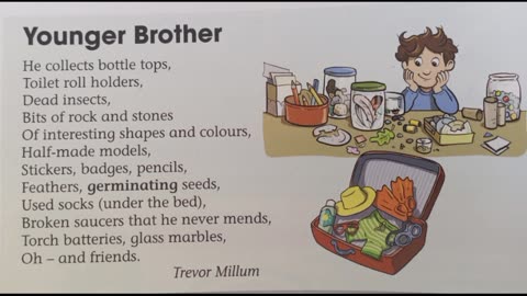 Let's read a poem called 'Younger Brother' by Trevor Millum