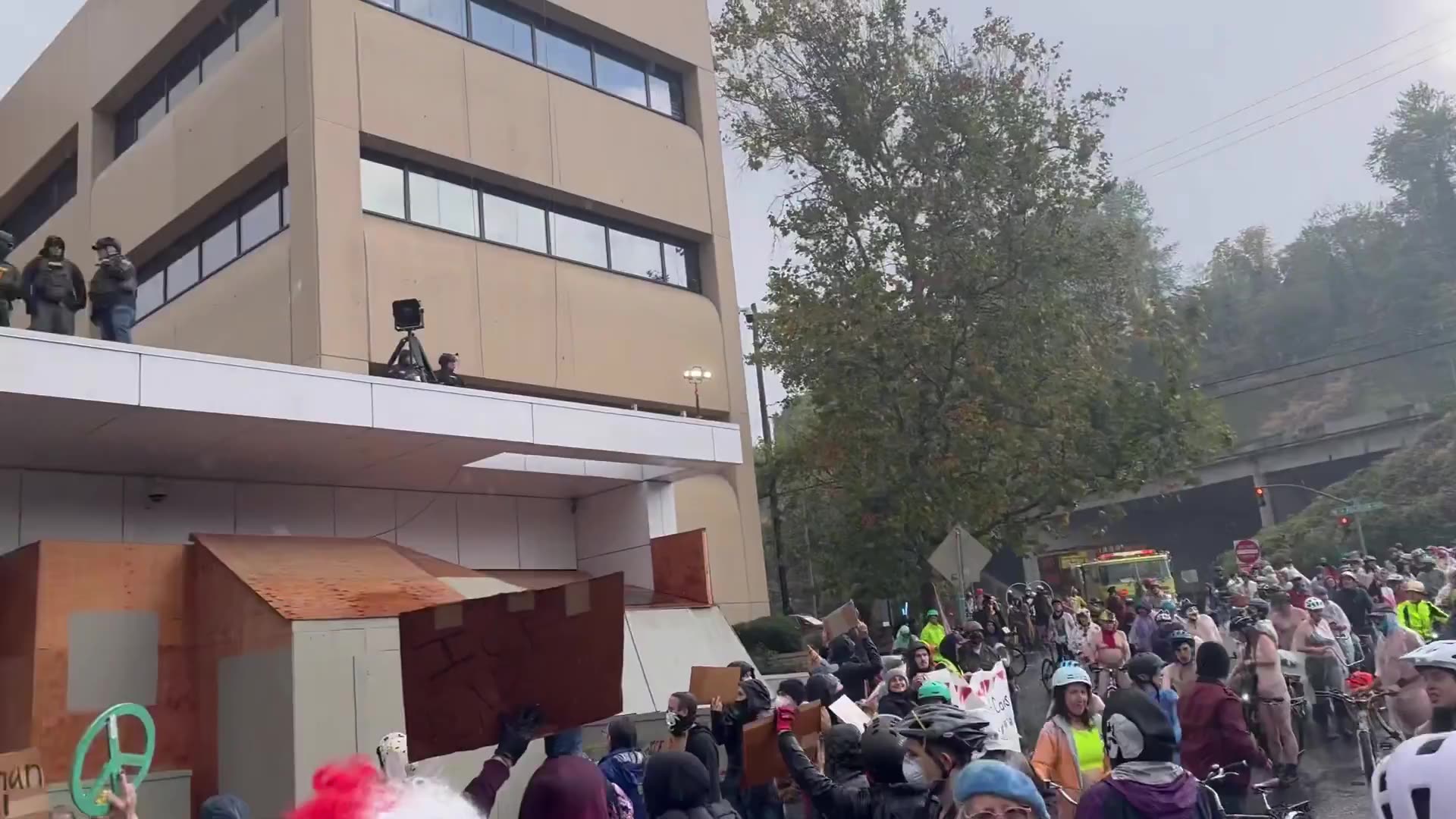 Naked Bike Riders Join ICE Protests in Portland