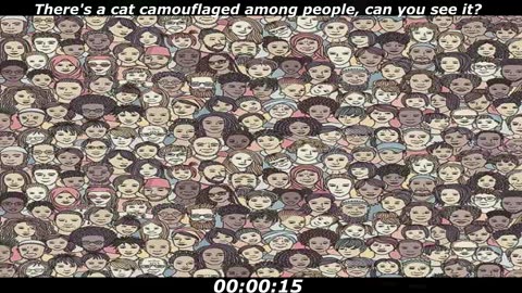 Cat camouflaged puzzle: There's a cat camouflaged among people, can you see it?