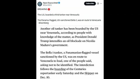 Confirmed! Third Tanker The Bella 1 Seized By U.S. Navy! 12-21-2025