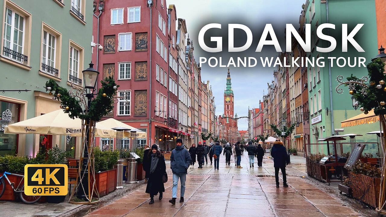 GDANSK, Poland walking tour 4K 60 FPS. Gdansk old town in winter 2025