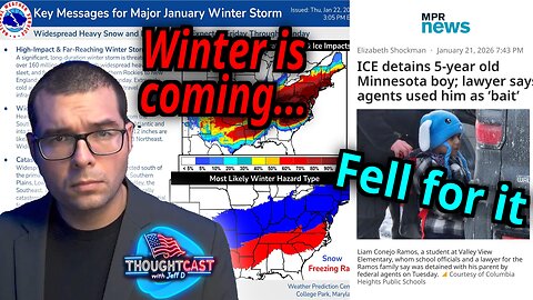 Chemtrails blaze trail for ICE STORM. Libs fell for fake news lie. RINOs killing us. TC 1/23/26