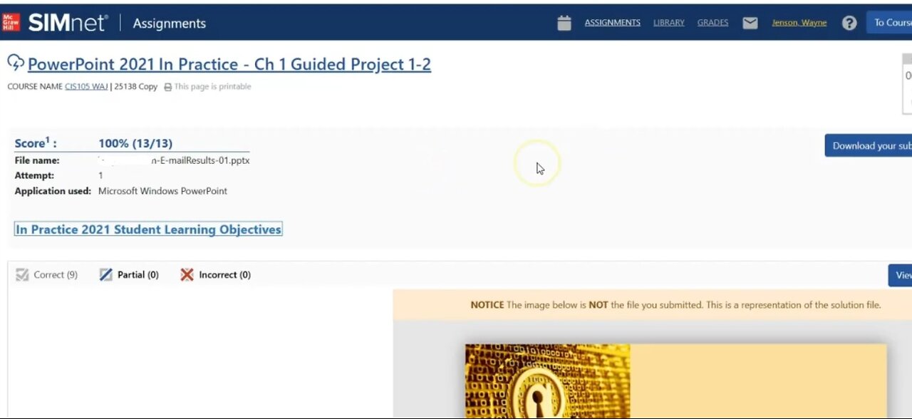 Powerpoint 2021 In Practice -Ch 1 Guided Project 1-2 | PPT Ch 1 Guided Project 1-2 | E-mail Results