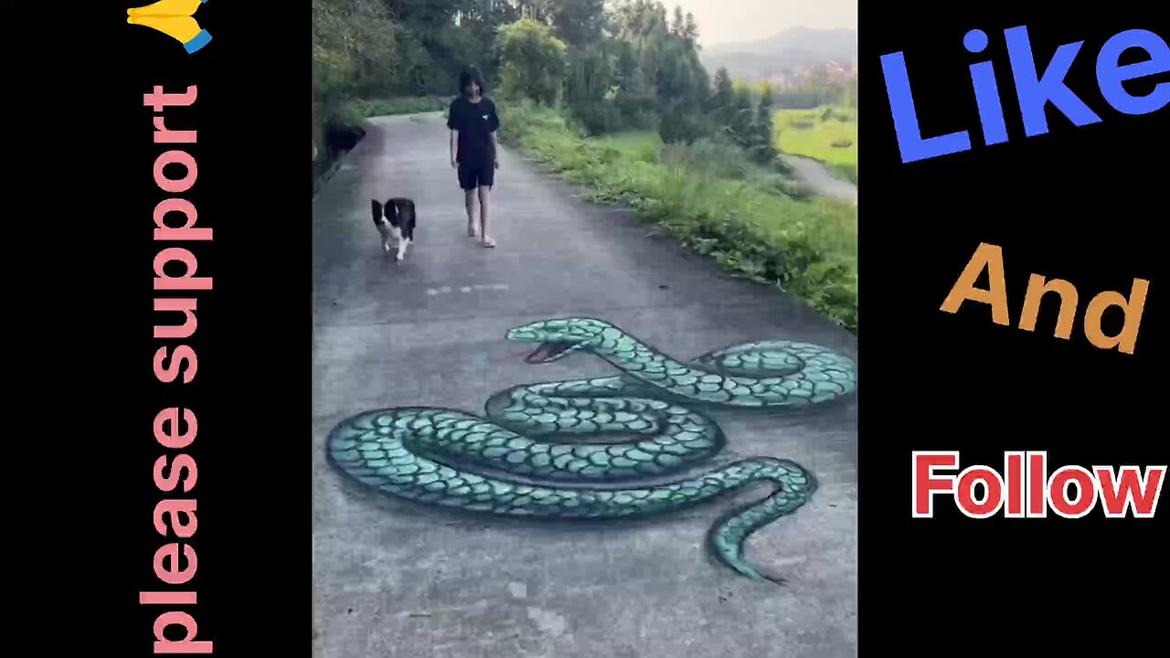 Seeing the illusion sketch art made on the road, everyone thought it was real.
