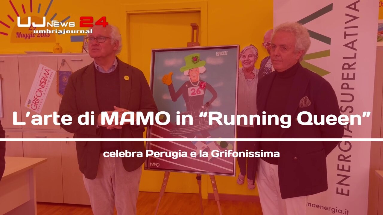 L’arte di MAMO in “Running Queen” celebra Perugia e la Grifonissima