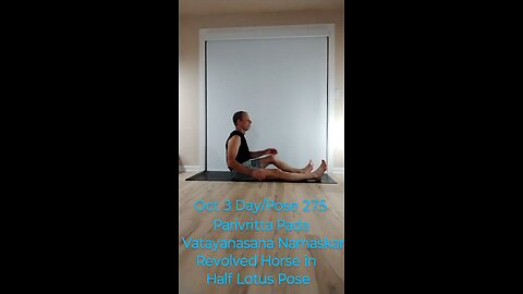 Parivritta Pada Vatayanasana Namaskar / Revolved Horse in Half Lotus Pose