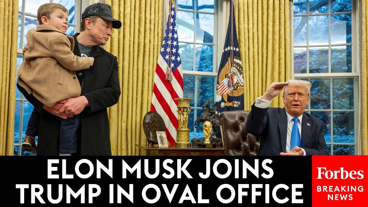 RAW: President Trump Signs Executive Orders in The Oval Office with Elon Musk Who Just Happened to Be Alongside The President