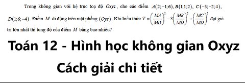 Sở Hải Phòng: Trong không gian với hệ trục toạ độ Oxyz , cho các điểm A(2;-1;6), B(1;1;2), C(-3;-2;