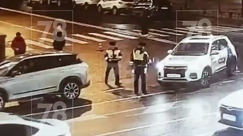 Terrible accident on officer in Moscow