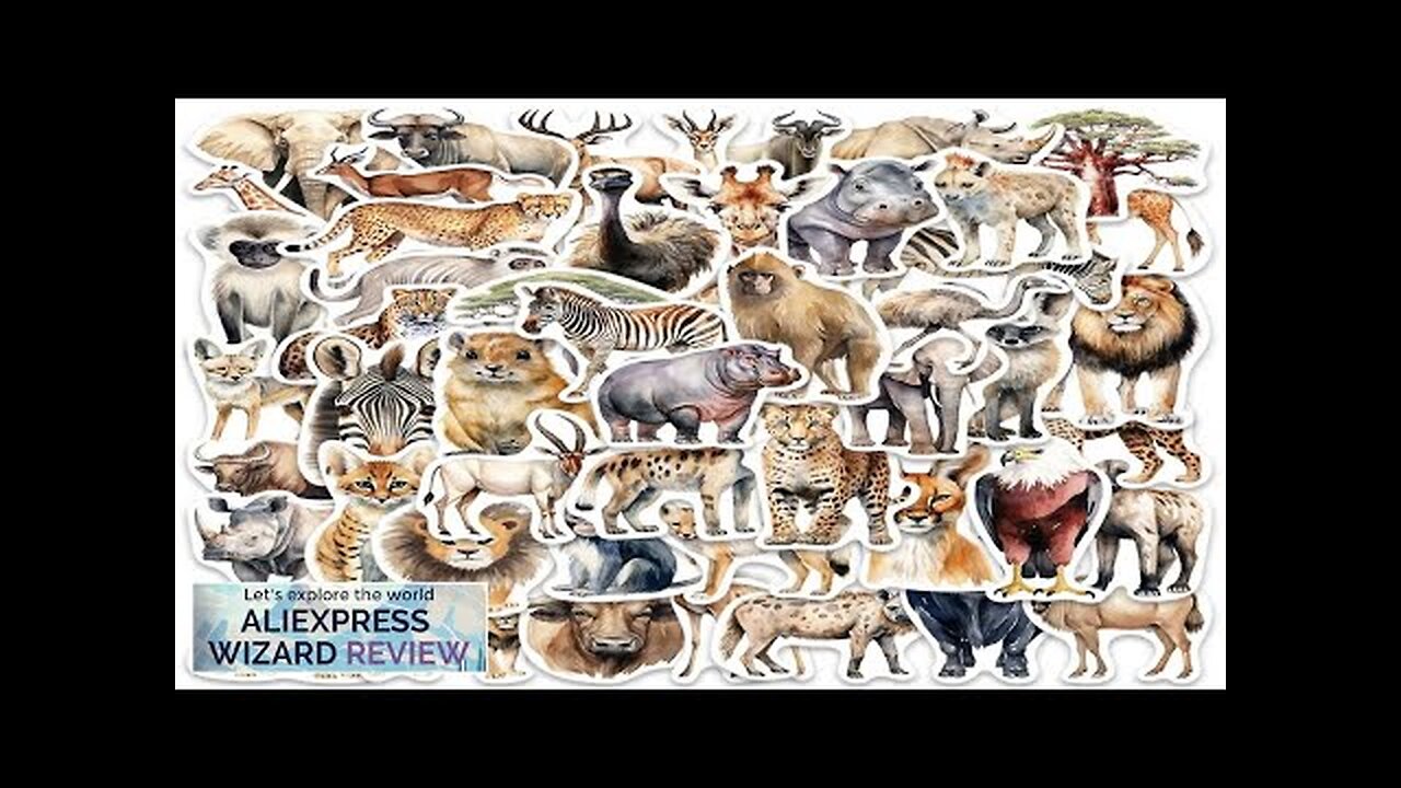 50pcs Vinyl Laptop Decals Cute Cartoon Africa Wild Animals Stickers For Luggage Review