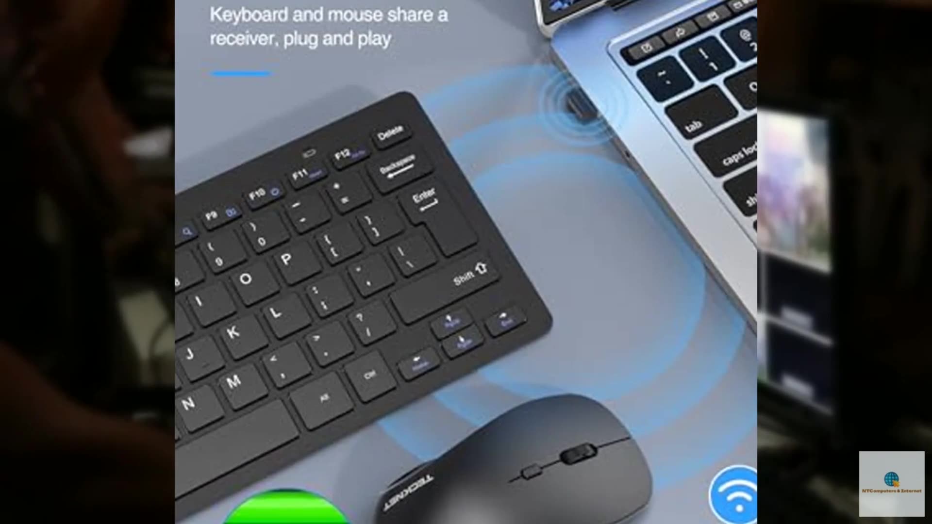 TECKNET Wireless Keyboard and Mouse Combo, Mini Cordless Computer Keyboard and M