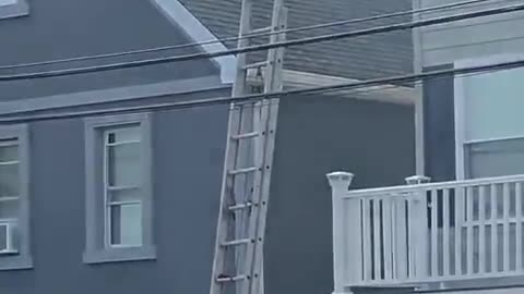 STRANGE: Ladder Hooked on Powerline Begins to Melt Concrete