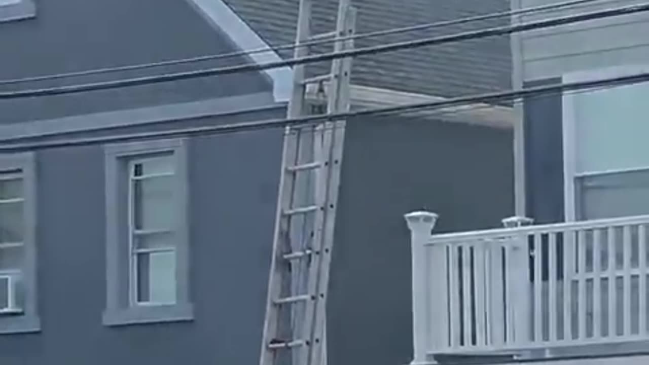STRANGE: Ladder Hooked on Powerline Begins to Melt Concrete