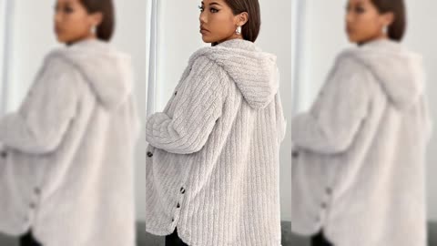 Cozy Oversized Hooded Button-Up Jacket
