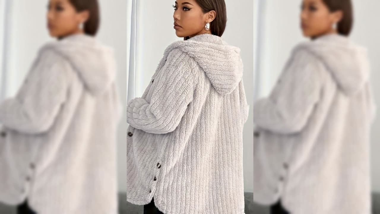 Cozy Oversized Hooded Button-Up Jacket