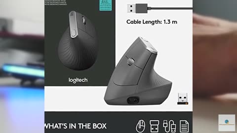 Logitech MX Vertical Wireless Mouse – Ergonomic Design Reduces Muscle Strain, Mo