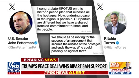 Trump's peace deal wins bipartisan support