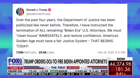 Trump orders DOJ to fire all remaining 'Biden Era' attorneys