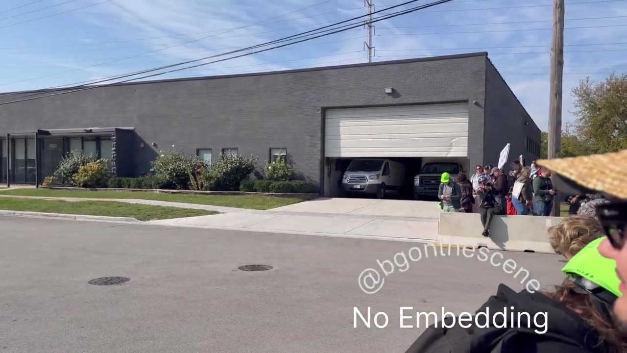 Broadview, Ill. (Oct. 17) — A National Lawyers Guild member tells the crowd of