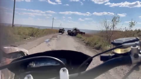 Russians Dodging More Then Two Dozen Destroyed Vehicles On Road Near Myrnohrad