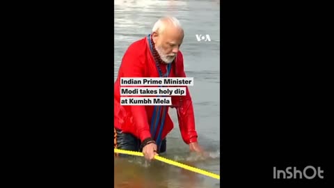 Indian prime minister modi takes holy at kumbh mela