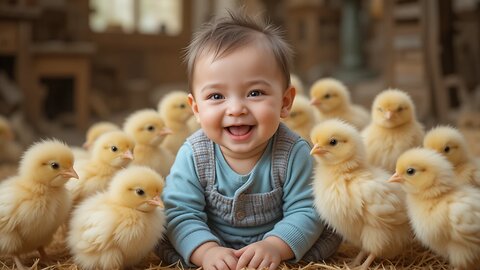 Cuteness Overload: Baby's Joy with Baby Chicks!