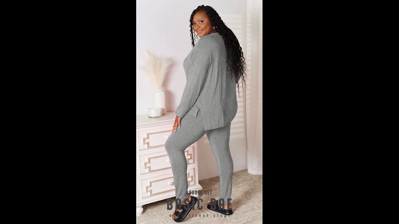 Basic Bae Bamboo Curvy+ Lounge Set🩶