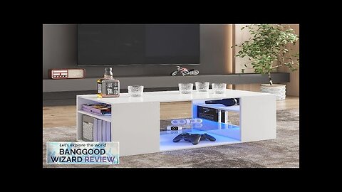 Hommpa LED Coffee Tables with 3 Shelves Open Storage High Glossy Center Review