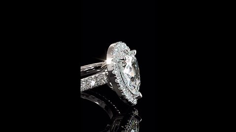14K Solid White Gold 3 Carat Halo Pear Cut Moissanite Ring 💍