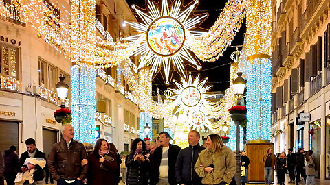 Winter Malaga Spain 🌙 Beautiful Central City Night Walk [4K 60FPS]
