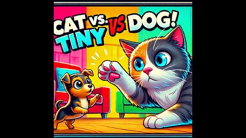 "The Hilarious Battle: Cat vs. Tiny Dog!"