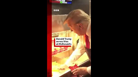 Doland Trump is serving fries at MCDONALDS